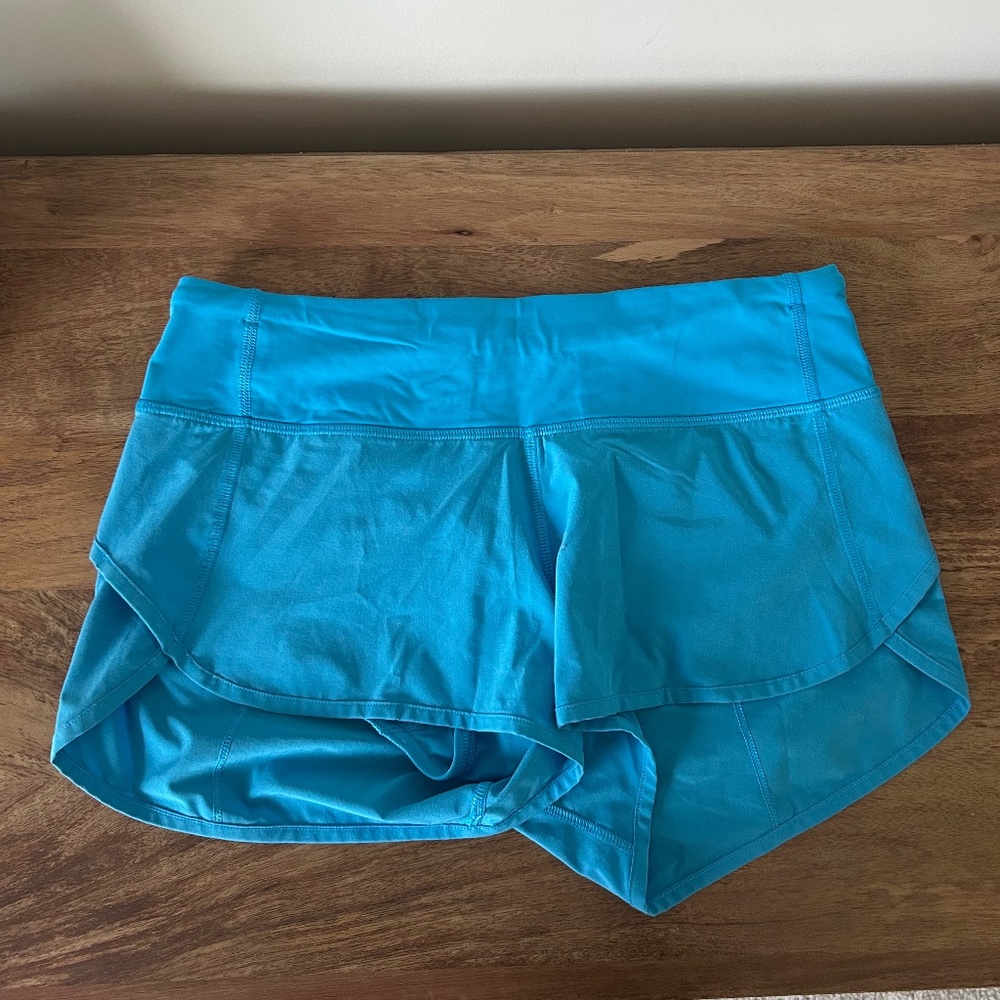 blue lululemon speed up short